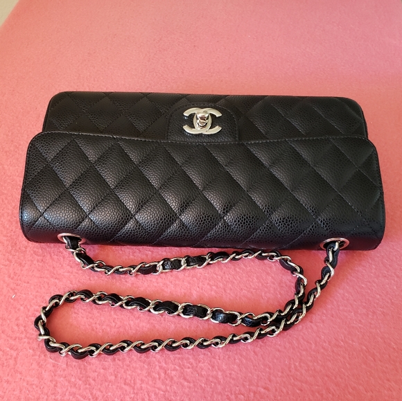 Chanel classic single flap black caviar silver har - Picture 2 of 8